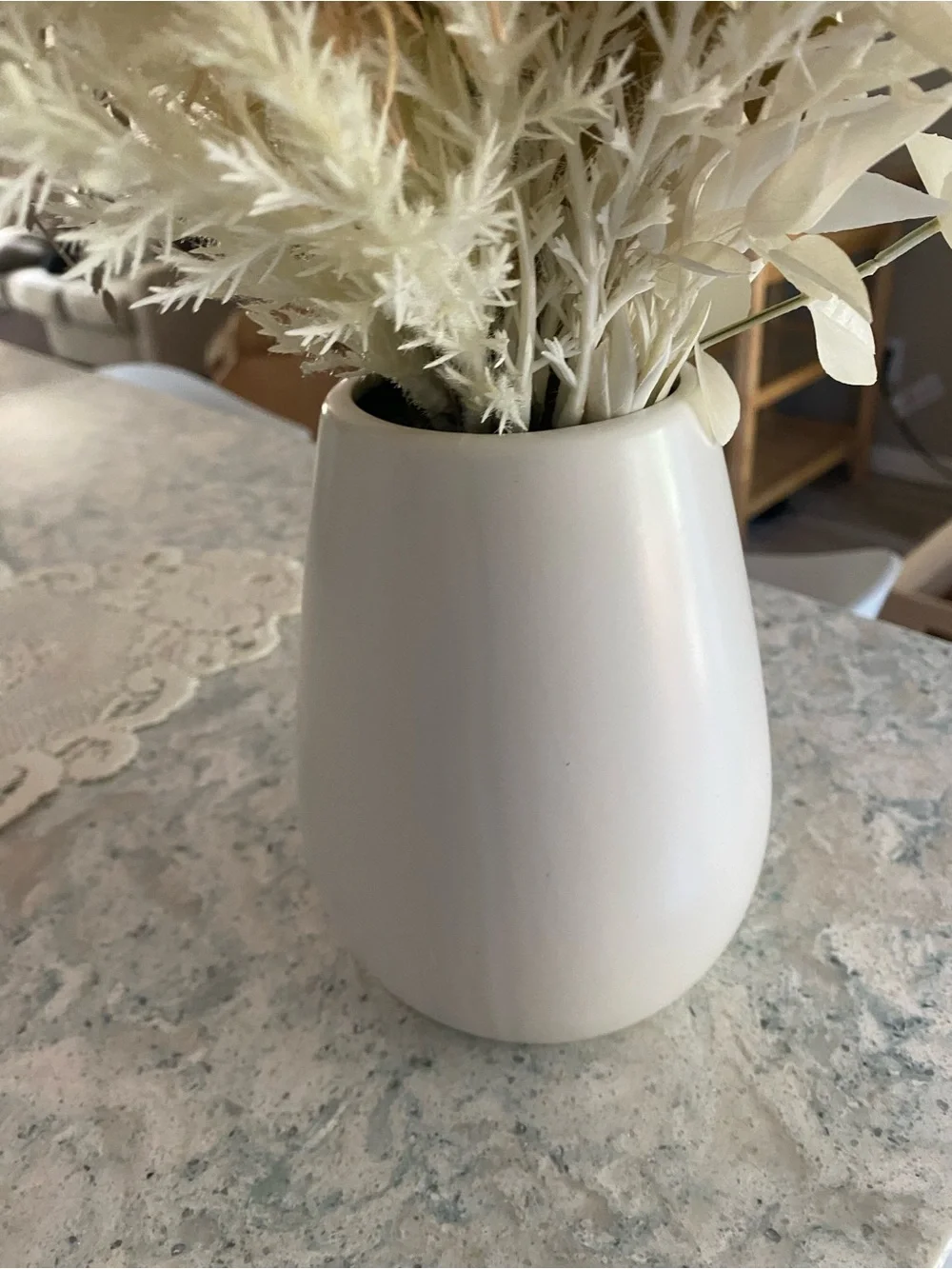 Neutral Faux Floral Arrangement in Ceramic Cream Vase